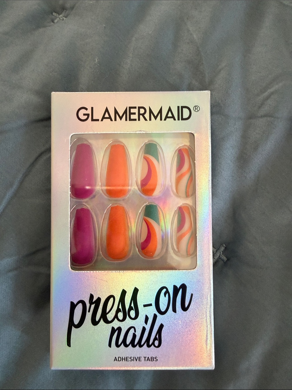 Press-On Nails - Pink & Orange Swirl Set